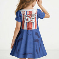 Custom Paraguay Football Kid Short Sleeve Dress Trophy Grunge Stripes