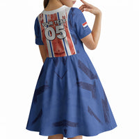 Custom Paraguay Football Kid Short Sleeve Dress Trophy Grunge Stripes