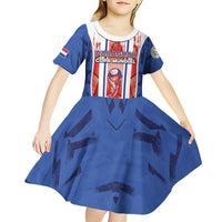Custom Paraguay Football Kid Short Sleeve Dress Trophy Grunge Stripes