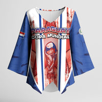 Custom Paraguay Football Kimono Sleeve Blouse Trophy Grunge Stripes