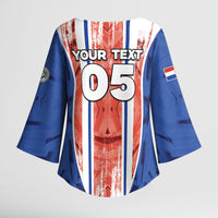 Custom Paraguay Football Kimono Sleeve Blouse Trophy Grunge Stripes