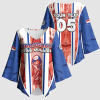 Custom Paraguay Football Kimono Sleeve Blouse Trophy Grunge Stripes