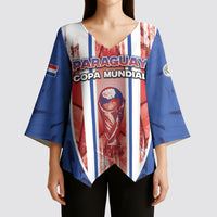 Custom Paraguay Football Kimono Sleeve Blouse Trophy Grunge Stripes