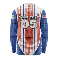 Custom Paraguay Football Long Sleeve Shirt Trophy Grunge Stripes