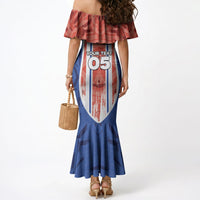 Custom Paraguay Football Mermaid Dress Trophy Grunge Stripes