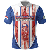 Custom Paraguay Football Polo Shirt Trophy Grunge Stripes