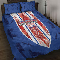 Paraguay Football Quilt Bed Set Trophy Grunge Stripes