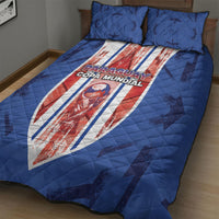 Paraguay Football Quilt Bed Set Trophy Grunge Stripes