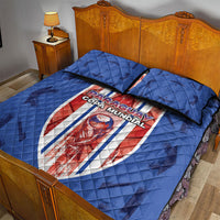 Paraguay Football Quilt Bed Set Trophy Grunge Stripes