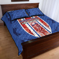 Paraguay Football Quilt Bed Set Trophy Grunge Stripes