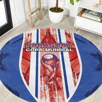 Paraguay Football Round Carpet Trophy Grunge Stripes