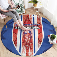 Paraguay Football Round Carpet Trophy Grunge Stripes