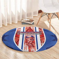 Paraguay Football Round Carpet Trophy Grunge Stripes