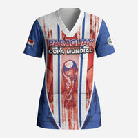 Custom Paraguay Football Scrub Top Trophy Grunge Stripes