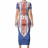 Custom Paraguay Football Short Sleeve Bodycon Dress Trophy Grunge Stripes