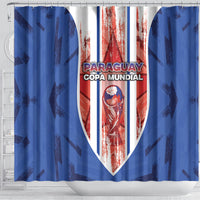 Paraguay Football Shower Curtain Trophy Grunge Stripes