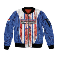 Custom Paraguay Football Sleeve Zip Bomber Jacket Trophy Grunge Stripes