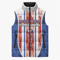 Custom Paraguay Football Sleeveless Puffer Jacket Trophy Grunge Stripes