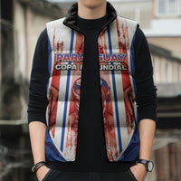 Custom Paraguay Football Sleeveless Puffer Jacket Trophy Grunge Stripes