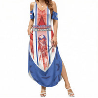 Custom Paraguay Football Summer Maxi Dress Trophy Grunge Stripes