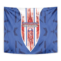 Paraguay Football Tapestry Trophy Grunge Stripes