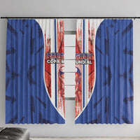 Paraguay Football Window Curtain Trophy Grunge Stripes