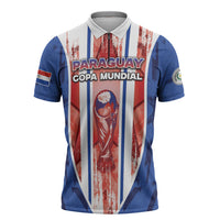 Custom Paraguay Football Zipper Polo Shirt Trophy Grunge Stripes