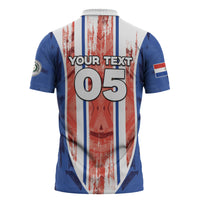 Custom Paraguay Football Zipper Polo Shirt Trophy Grunge Stripes