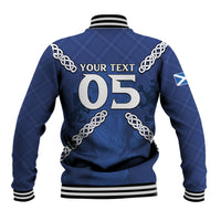 Custom Scotland Football Baseball Jacket Saltire Celtic Knot Lion Rampant