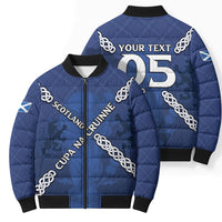Custom Scotland Football Bomber Puffer Jacket Saltire Celtic Knot Lion Rampant