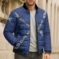 Custom Scotland Football Bomber Puffer Jacket Saltire Celtic Knot Lion Rampant