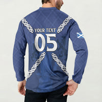 Custom Scotland Football Button Sweatshirt Saltire Celtic Knot Lion Rampant