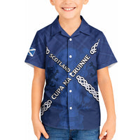Custom Scotland Football Kid Hawaiian Shirt Saltire Celtic Knot Lion Rampant