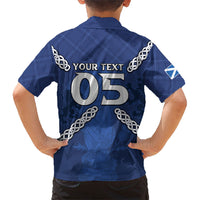 Custom Scotland Football Kid Hawaiian Shirt Saltire Celtic Knot Lion Rampant