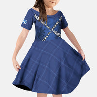 Custom Scotland Football Kid Short Sleeve Dress Saltire Celtic Knot Lion Rampant