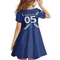 Custom Scotland Football Kid Short Sleeve Dress Saltire Celtic Knot Lion Rampant
