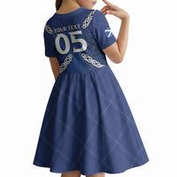 Custom Scotland Football Kid Short Sleeve Dress Saltire Celtic Knot Lion Rampant