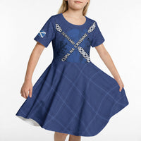 Custom Scotland Football Kid Short Sleeve Dress Saltire Celtic Knot Lion Rampant