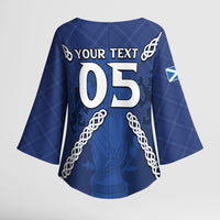 Custom Scotland Football Kimono Sleeve Blouse Saltire Celtic Knot Lion Rampant