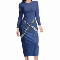 Custom Scotland Football Long Sleeve Bodycon Dress Saltire Celtic Knot Lion Rampant