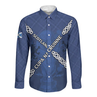 Custom Scotland Football Long Sleeve Button Shirt Saltire Celtic Knot Lion Rampant