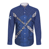 Custom Scotland Football Long Sleeve Button Shirt Saltire Celtic Knot Lion Rampant