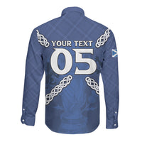 Custom Scotland Football Long Sleeve Button Shirt Saltire Celtic Knot Lion Rampant