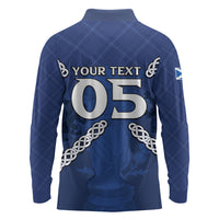 Custom Scotland Football Long Sleeve Polo Shirt Saltire Celtic Knot Lion Rampant