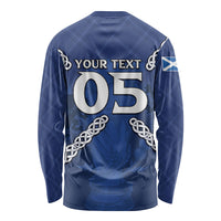 Custom Scotland Football Long Sleeve Shirt Saltire Celtic Knot Lion Rampant