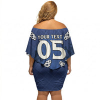Custom Scotland Football Off Shoulder Short Dress Saltire Celtic Knot Lion Rampant