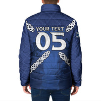Custom Scotland Football Padded Jacket Saltire Celtic Knot Lion Rampant