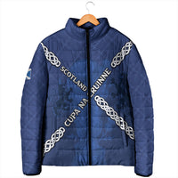 Custom Scotland Football Padded Jacket Saltire Celtic Knot Lion Rampant