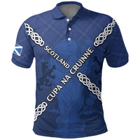 Custom Scotland Football Polo Shirt Saltire Celtic Knot Lion Rampant