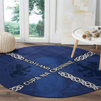 Scotland Football Round Carpet Saltire Celtic Knot Lion Rampant